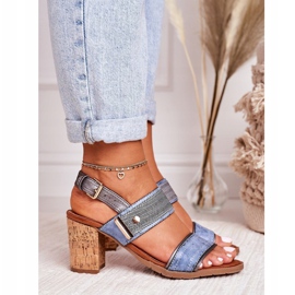 Sandali da donna con tacco alto in sughero, blu 6