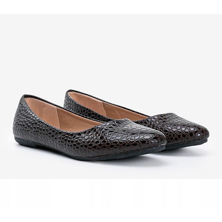 Ballerine in vernice marrone con motivo in pelle di coccodrillo Mozzare 1