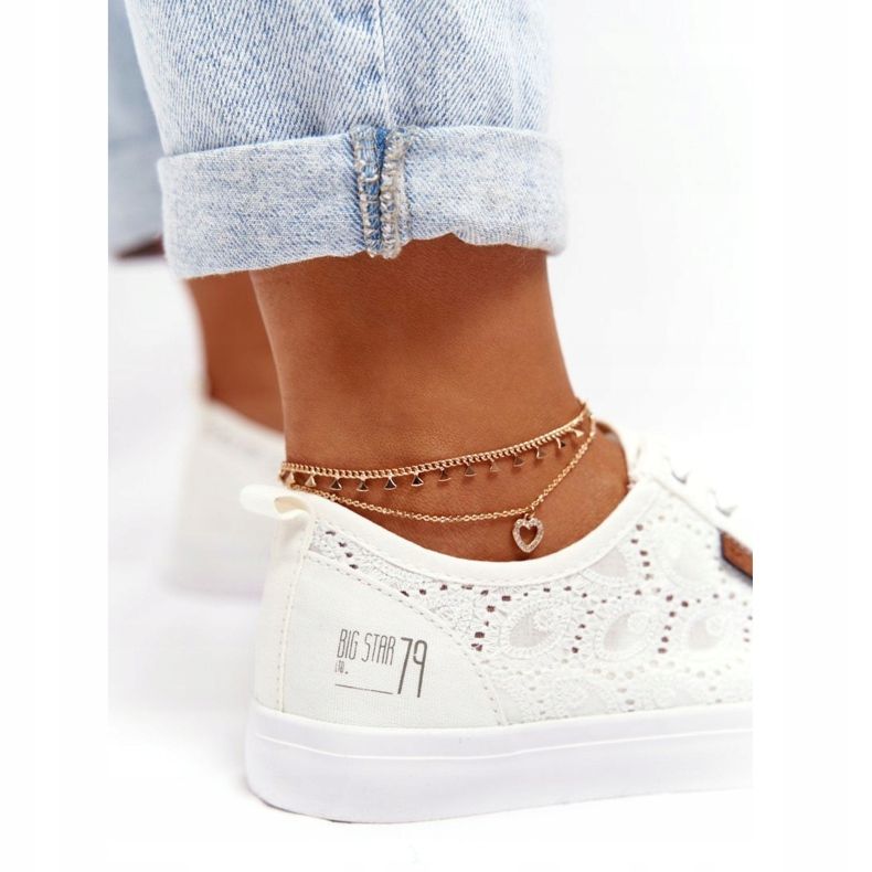 Sneakers da donna in pizzo Big Star W274925 Bianco 5