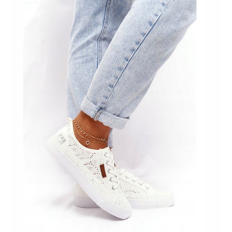 Sneakers da donna in pizzo Big Star W274925 Bianco bianca 4