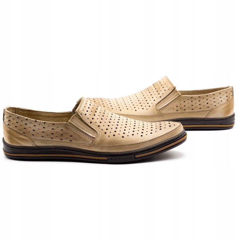 Polbut Scarpe traforate da uomo 2107P, beige 4