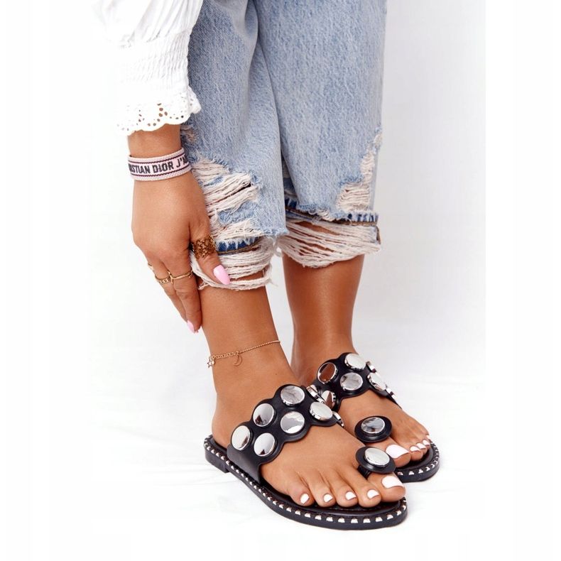 PS1 Ciabatte Ecopelle Con Jets SK78P Nero Ava d'argento 4