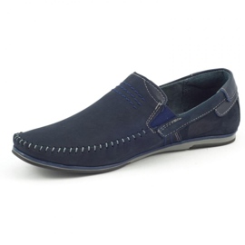 KOMODO Mocassini uomo in pelle 876 blu navy 1