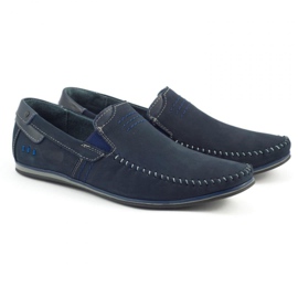 KOMODO Mocassini uomo in pelle 876 blu navy 2