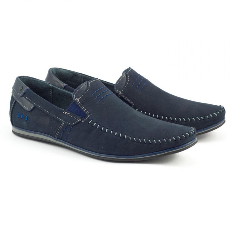 KOMODO Mocassini uomo in pelle 876 blu navy 2
