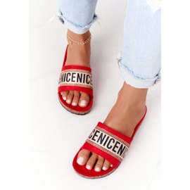 Infradito Rosse Su Sughero Con Cubic Zirconia Be Nice rosso 1