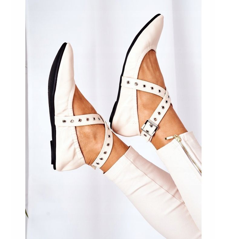 Ballerine pieghevoli in pelle Lu Boo Beige 1