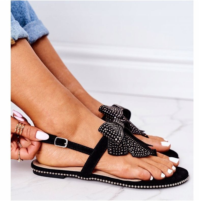 Sandali Giapponesi Con Fiocco Lu Boo Nero 1