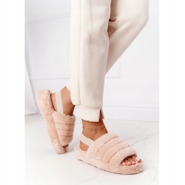 PS1 Pantofole di pelliccia su piattaforma fiocco di neve beige 1