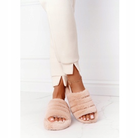 PS1 Pantofole di pelliccia su piattaforma fiocco di neve beige 2