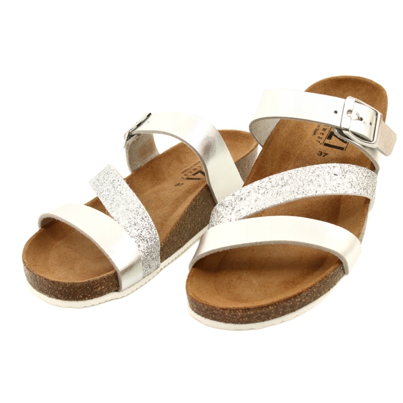 IZZI Inserto in pelle di infradito metallico femminile argento 2
