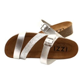 IZZI Inserto in pelle di infradito metallico femminile d'argento 4