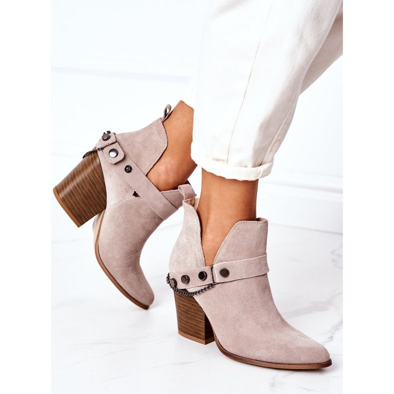 Stivaletti in pelle scamosciata su un bar Lewski Shoes 2880 Cappuccino beige 2