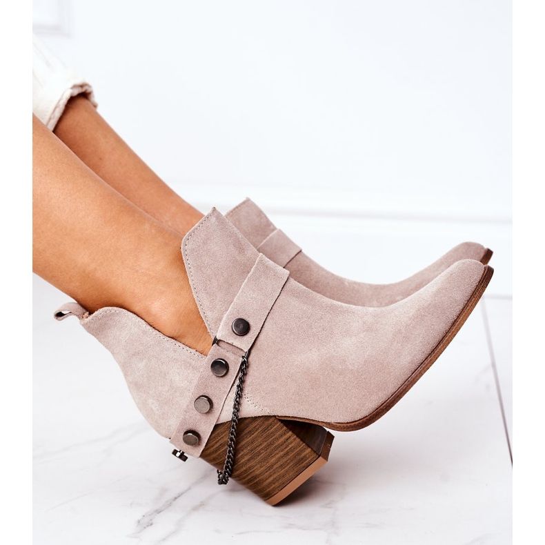 Stivaletti in pelle scamosciata su un bar Lewski Shoes 2880 Cappuccino beige 1