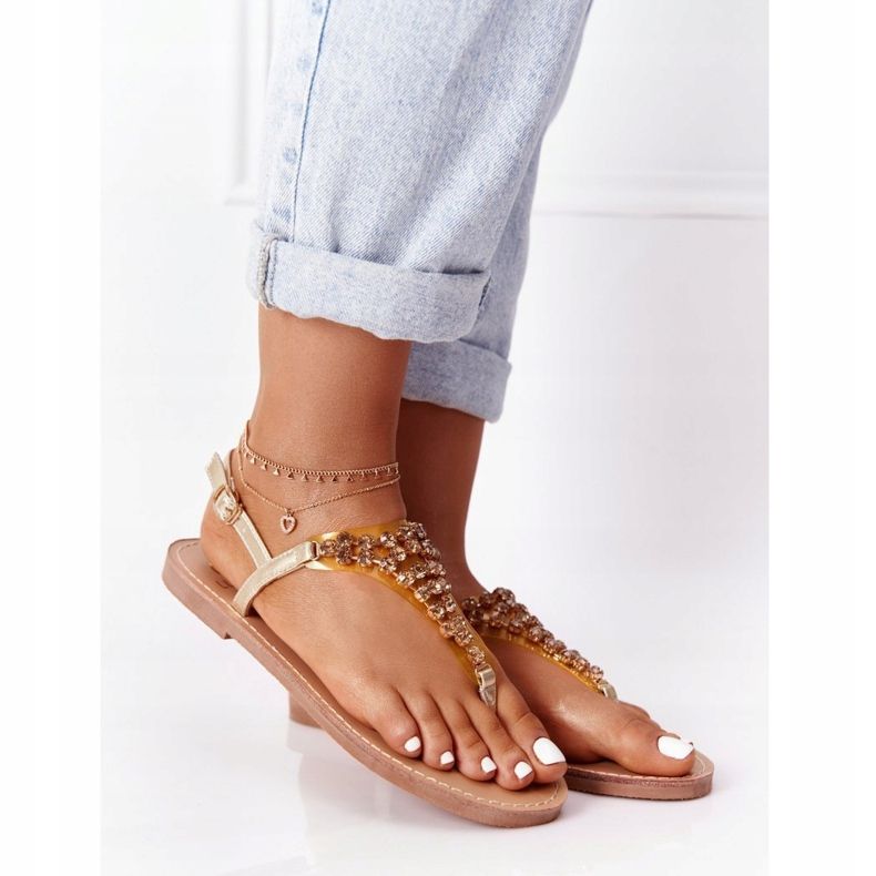 Sandali Infradito Con Pietre Lu Boo Golden d'oro 2