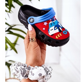 Pantofole in schiuma per bambini Crocs Nero Blu Oscar rosso 2
