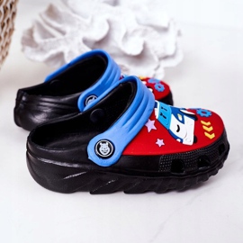 Pantofole in schiuma per bambini Crocs Nero Blu Oscar rosso 1