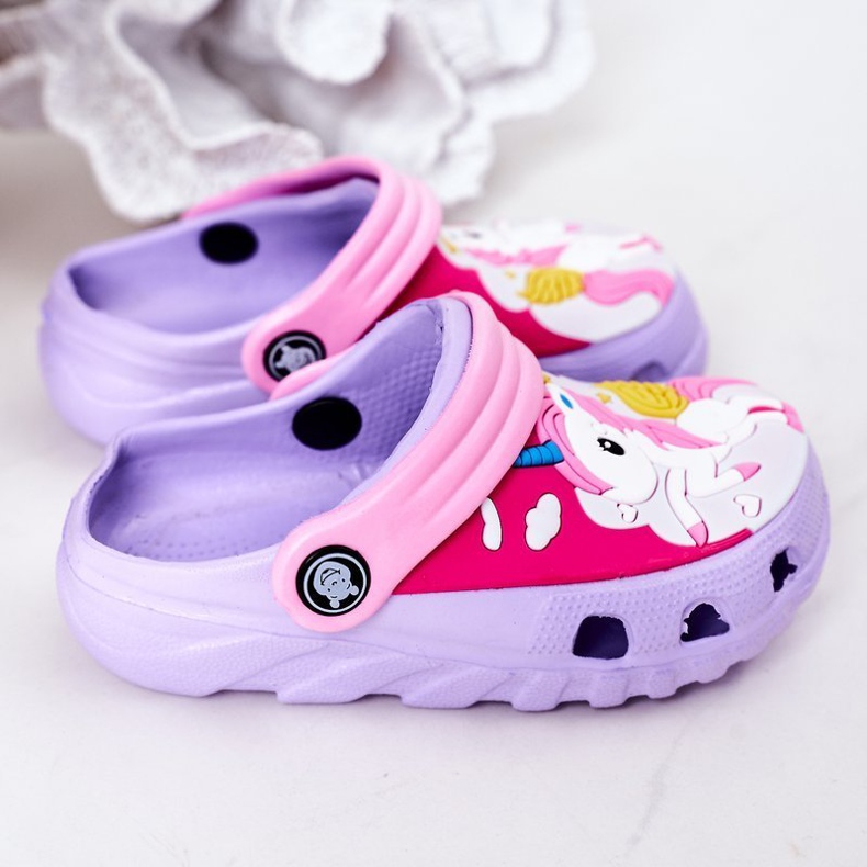 Pantofole in schiuma per bambini Crocs Violet Pink Oscar viola rosa 1