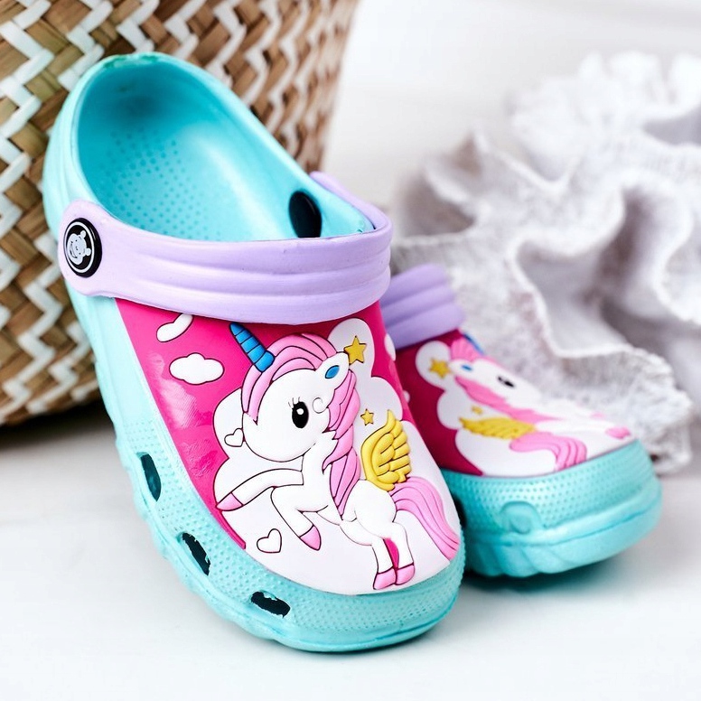Pantofole in schiuma per bambini Crocs Green Violet Oscar viola verde 2
