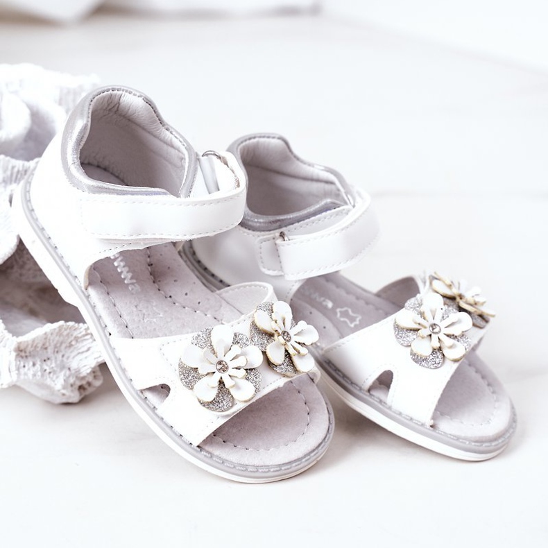 Apawwa Sandali per bambini con velcro Maysa bianco 2
