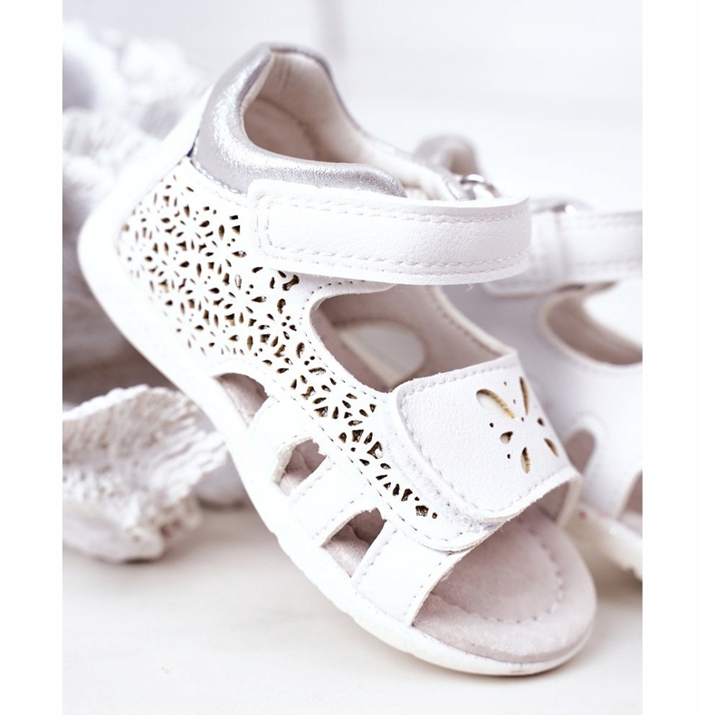 Apawwa Sandali In Pelle Per Bambini Con Velcro Bianco Meera 1