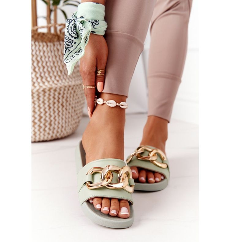 PS1 Pantofole One Moment in gomma con catena verde chiaro 1