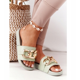 PS1 Pantofole One Moment in gomma con catena verde chiaro 2