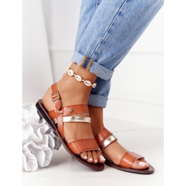 PE1 Sandali bassi da donna, marrone e oro Doris d'oro 2