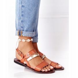 PE1 Sandali bassi da donna, marrone e oro Doris d'oro 1