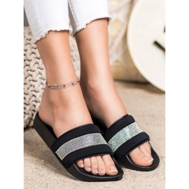 SHELOVET Ciabatte Con Cubic Zirconia nero 1