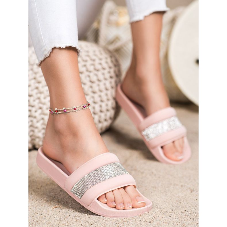 SHELOVET Ciabatte Con Cubic Zirconia rosa 2