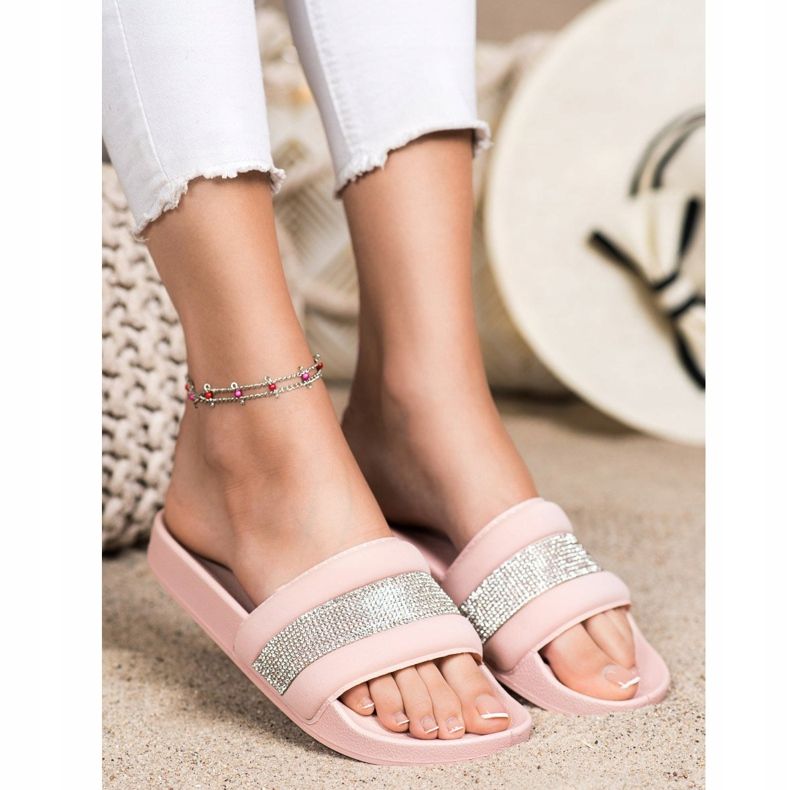 SHELOVET Ciabatte Con Cubic Zirconia rosa 1