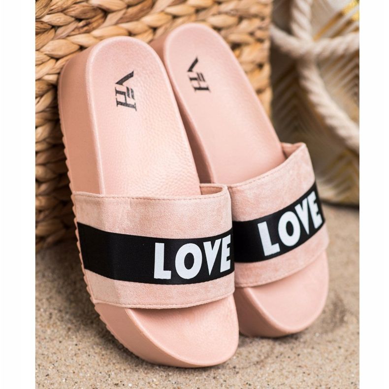 SHELOVET Pantofole sulla piattaforma dell'amore rosa 2