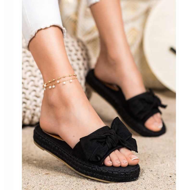 Coura Pantofole Espadrillas Con Fiocco nero 1