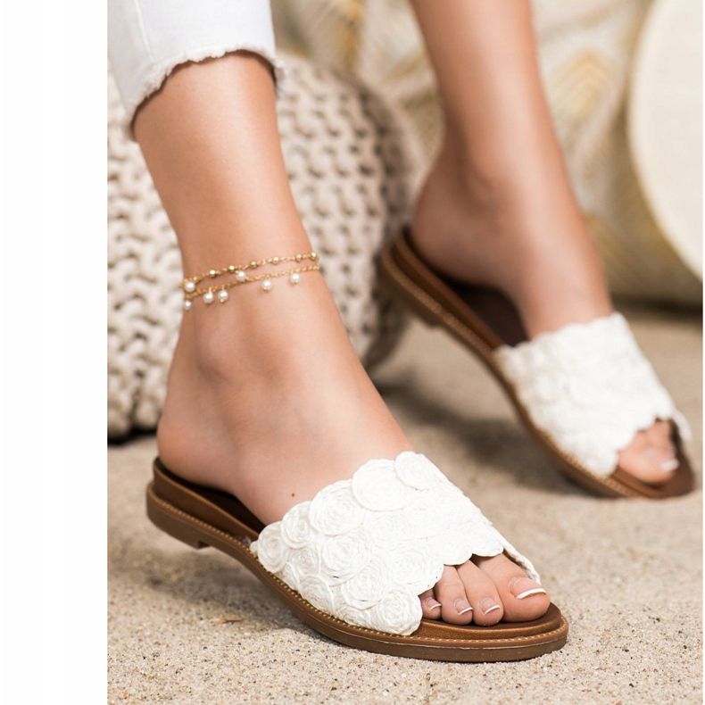 SHELOVET Pantofole Intrecciate Bianche bianco 1