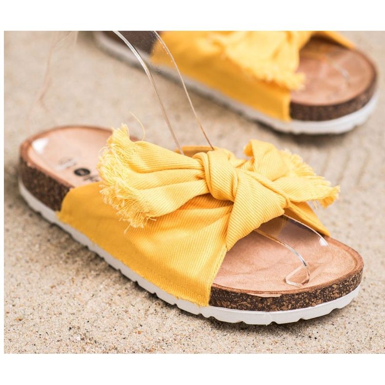 Forever Folie Comode pantofole in tessuto giallo 2