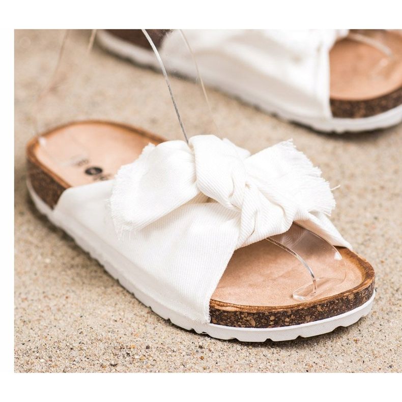 Forever Folie Comode pantofole in tessuto bianco 2