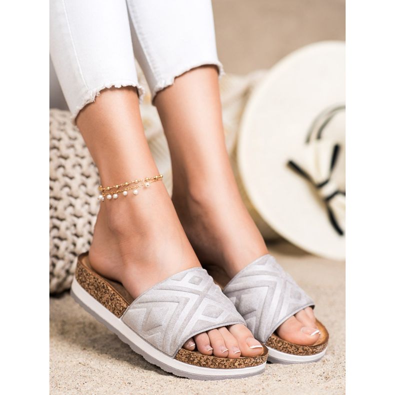 Seastar Pantofole classiche in pelle scamosciata argento 1