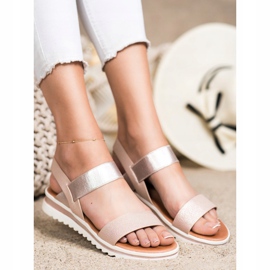 Best Shoes Sandali slip-on alla moda rosa d'oro 1
