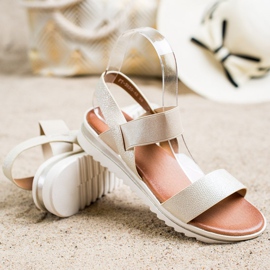 Best Shoes Sandali slip-on alla moda d'oro 1