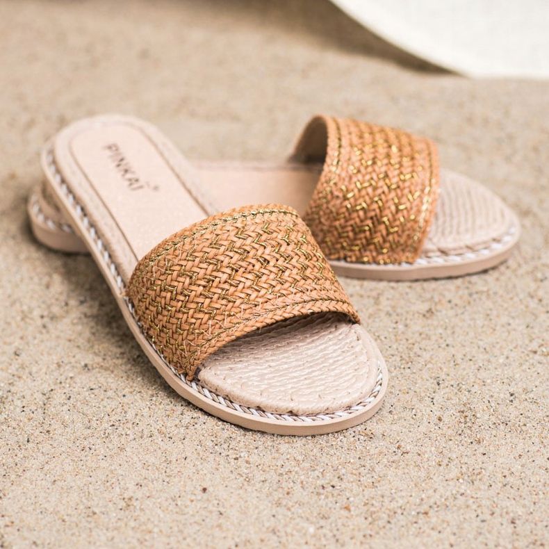 SHELOVET Pantofole casual intrecciate beige 2