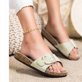 Anesia Paris Pantofole casual in pelle scamosciata verde 1