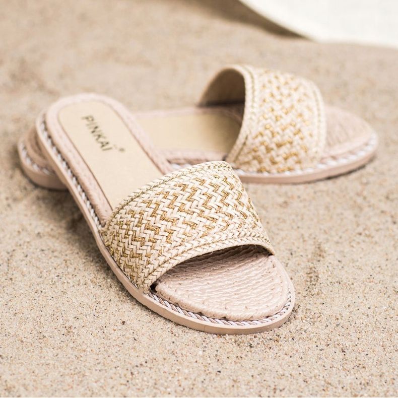 SHELOVET Pantofole casual intrecciate beige 2