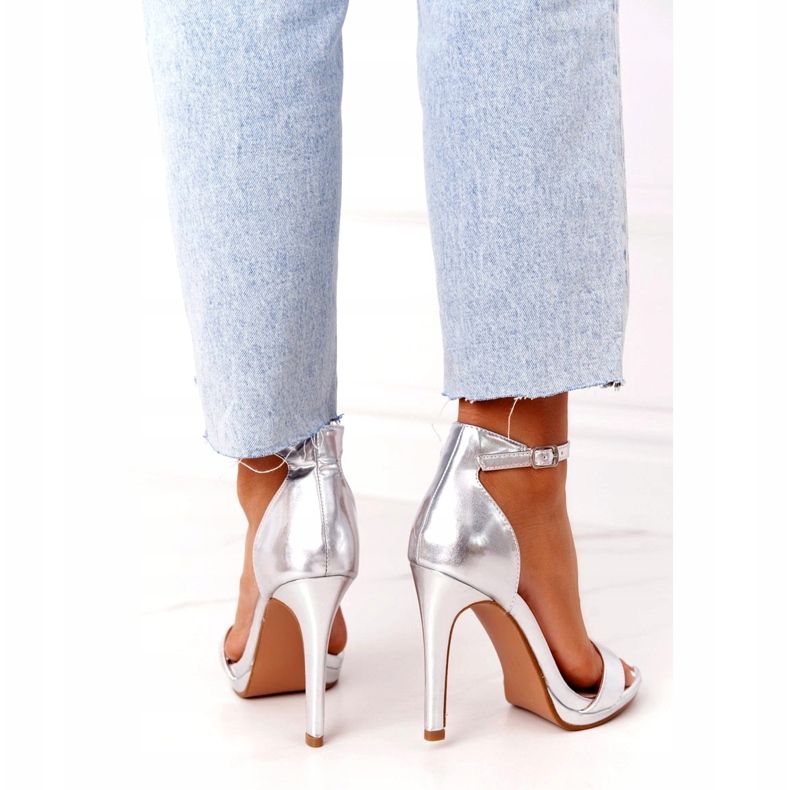 PG1 Sandali eleganti su un tacco glamour argento d'argento 3