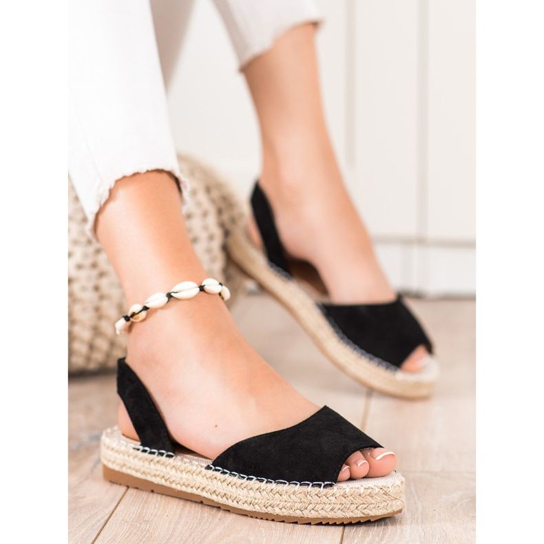 Ideal Shoes Espadrillas senza lacci nero 1