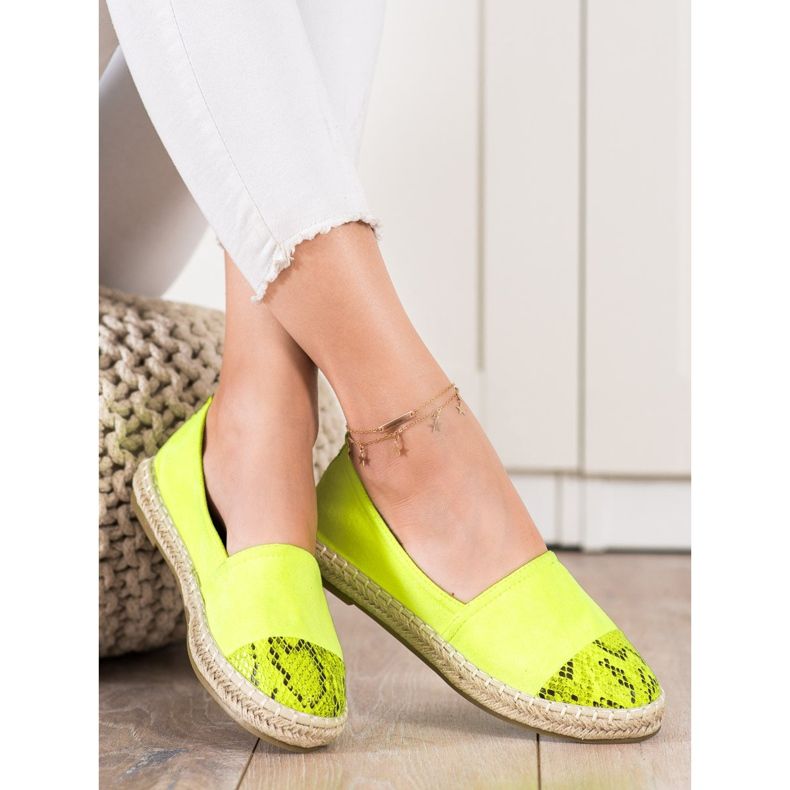 Bestelle Espadrillas con inserto stampa serpente verde giallo 1