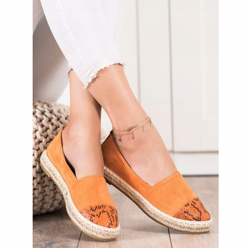 Bestelle Espadrillas con inserto stampa serpente arancia 1