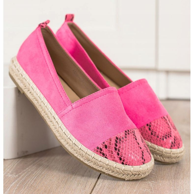 Bestelle Espadrillas Con Inserto Stampa Serpente rosa 1