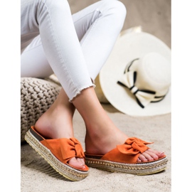 SHELOVET Ciabatte con espadrillas con fiocco arancia 2