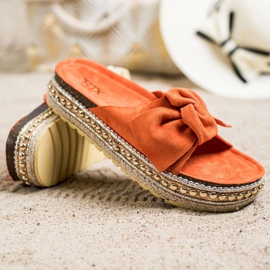 SHELOVET Ciabatte con espadrillas con fiocco arancia 1